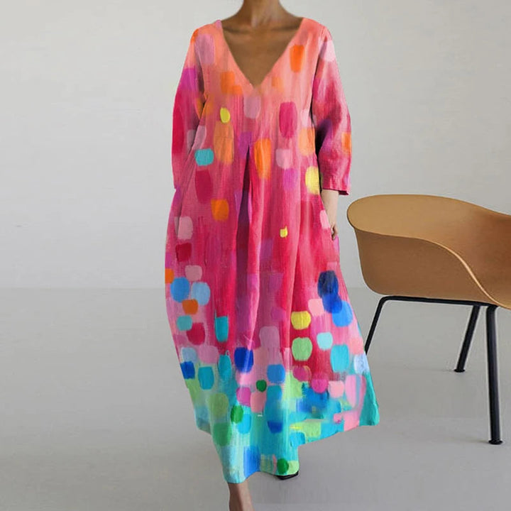 Maxi Jurk met Abstracte Bloemenprint en Zakken