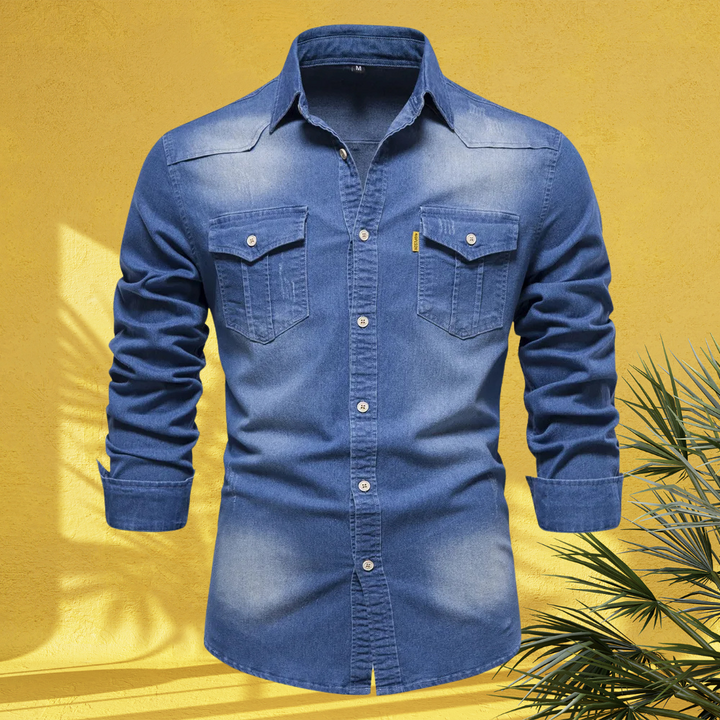 Slim Fit Denim Overhemd voor Heren