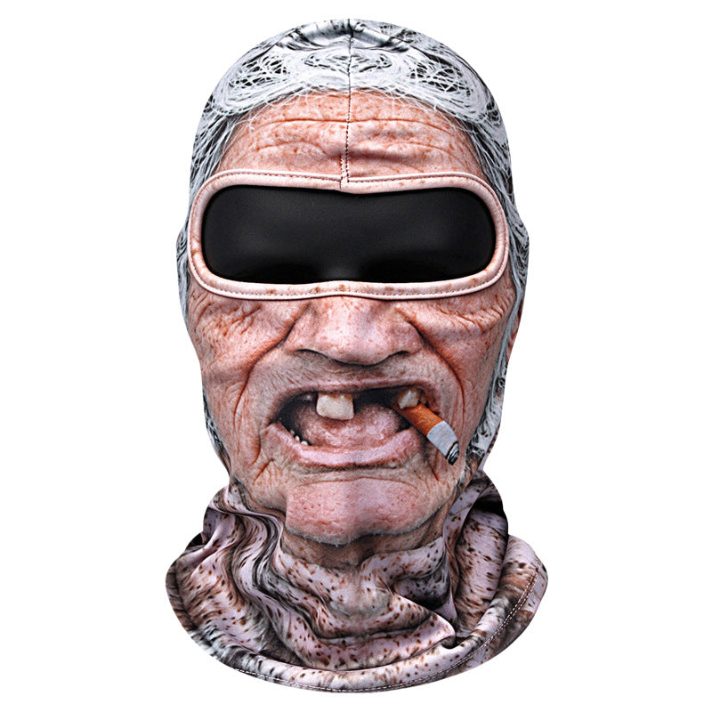 Grappige bivakmuts met 3D-gezicht – opa, oma of grote mond