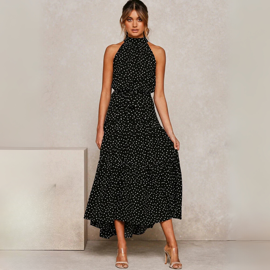 Polka Dot Fit-and-Flare Midi-jurk