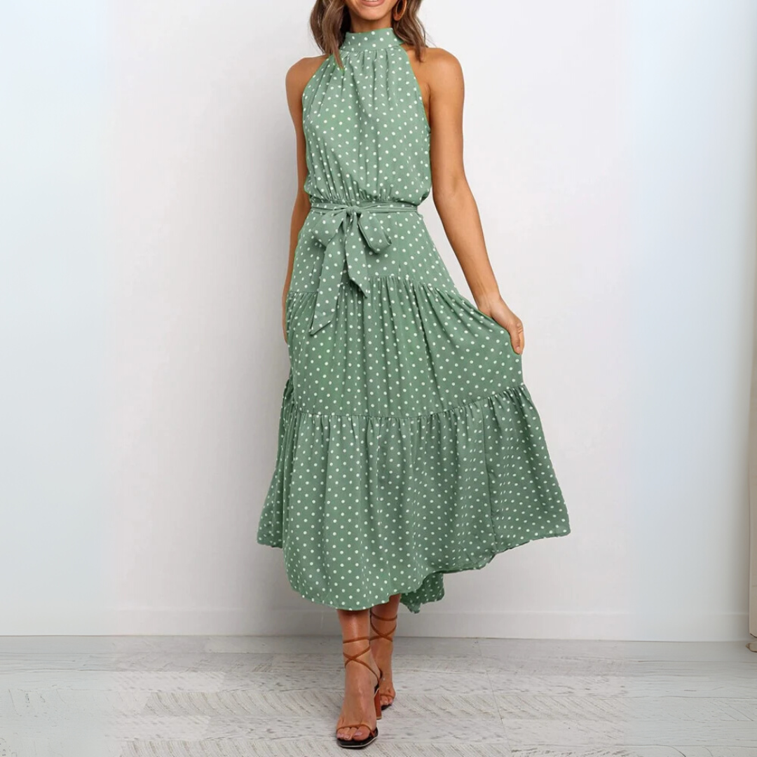 Polka Dot Fit-and-Flare Midi-jurk