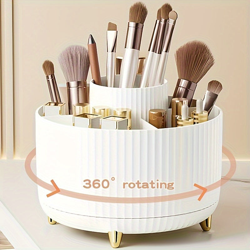 360° Rotating Make-up Organizer - Duurzame Kunststof Cosmetica Opbergdoos met 5 Vakken - Celeste