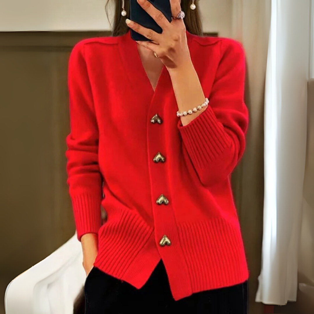 Warme gebreide cardigan met knoopjes