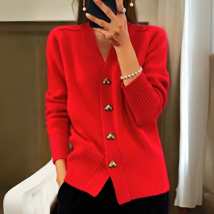 Warme gebreide cardigan met knoopjes