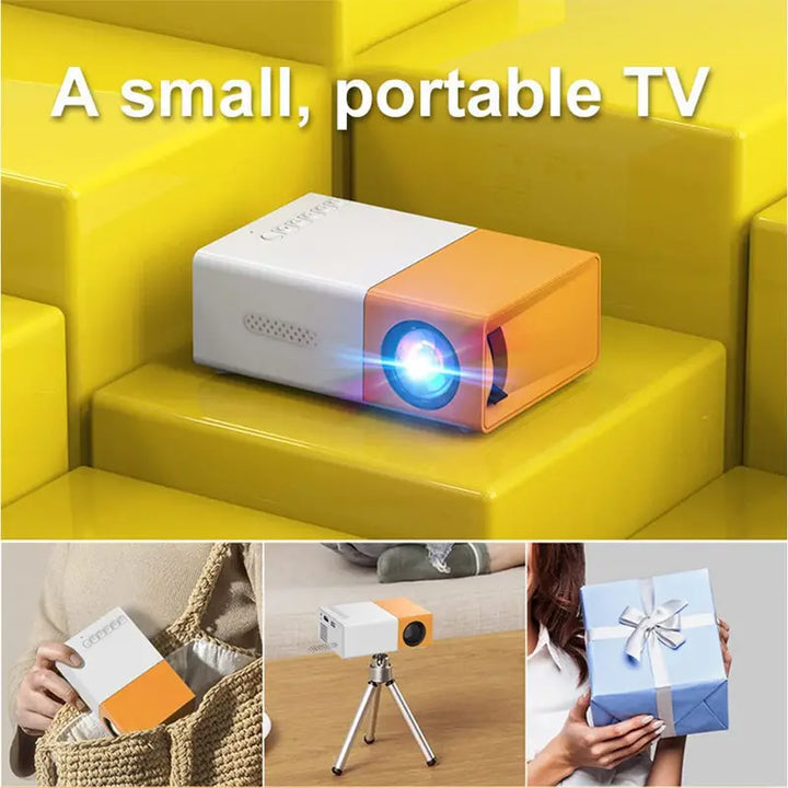 BrightBeam Compact LED Mini Projector – Met Speakers, Draagbaar voor Thuis, Camping & Kantoor, Compatibel met USB/SD/AV/HD