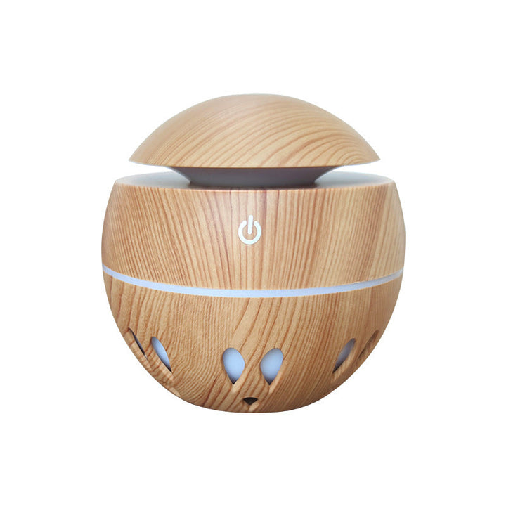 Kleine USB aroma diffuser in houtlook met sfeerlicht
