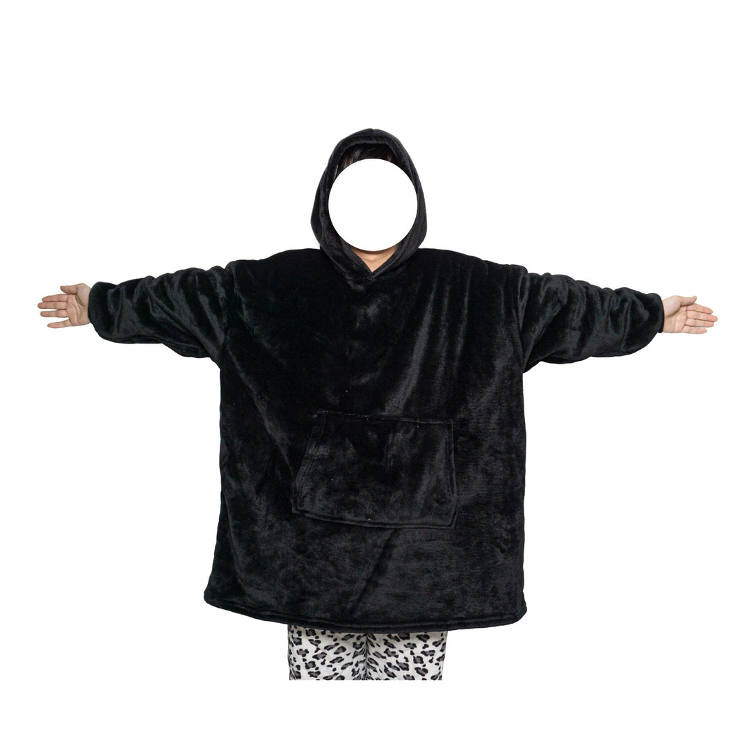Deken hoodie van flanel met capuchon en zak – one size