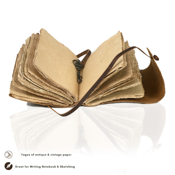 Vintage Handgemaakt Notitieboek met Leerlook en Slotsluiting – Voor Creatieve Geesten