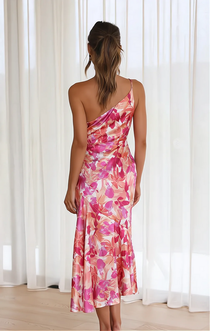 Aveline - Asymmetrische midi-jurk met bloemenprint