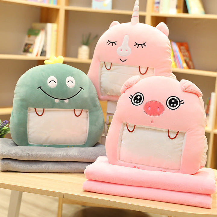 Knuffelkussen met handwarmer en dekentje, je telefoon blijft zichtbaar