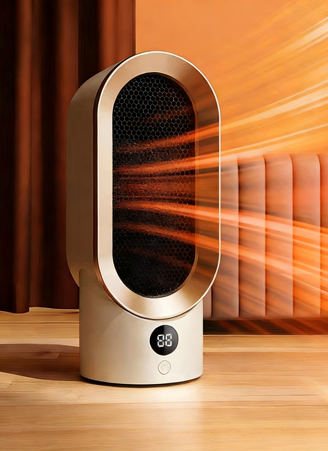 Compacte heteluchtkachel met snelle warmte en standen