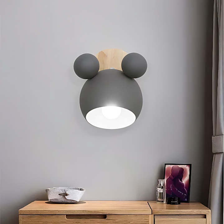 LumiMickey Nordic Wandlamp | Schattige LED-wandlamp in de vorm van een muisje voor een gezellige kinderkamer en speelkamer.