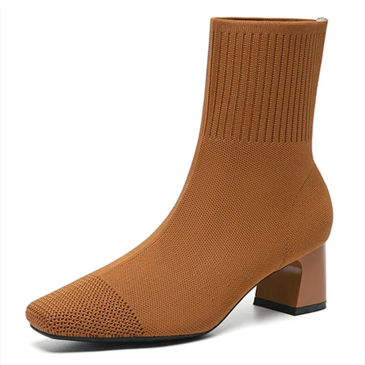 Modieuze gebreide soklaarzen met hak voor Dames