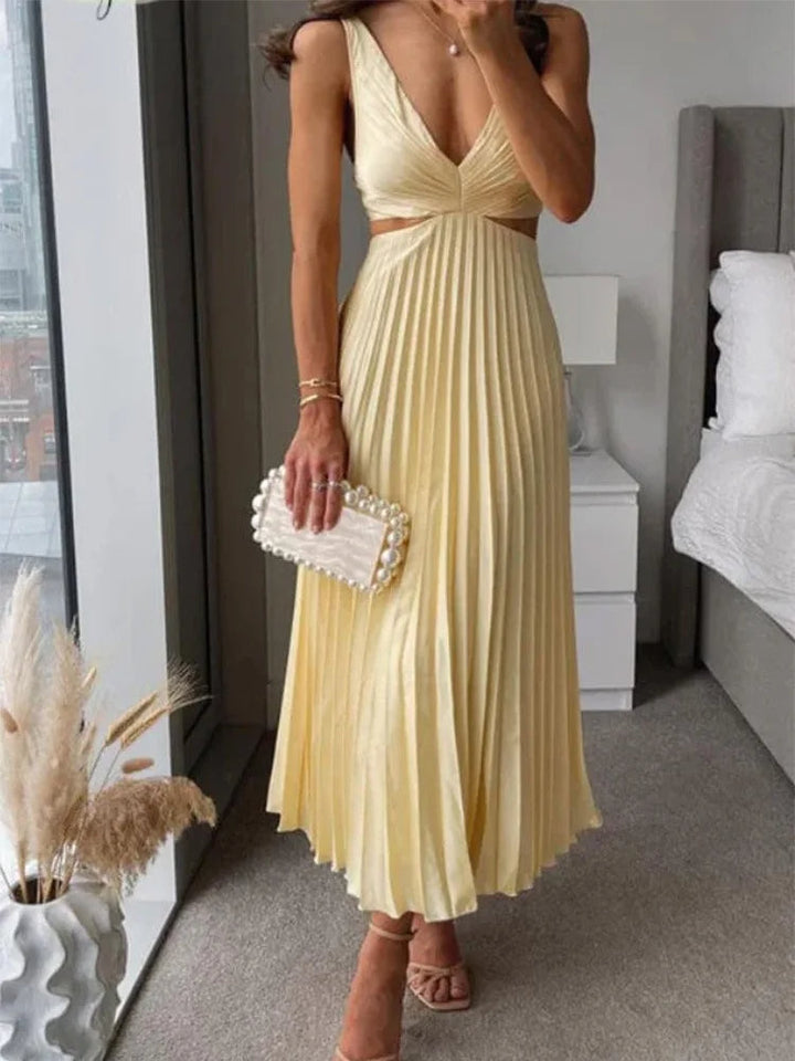 Elegante Mouwloze Jurk met Open Rug