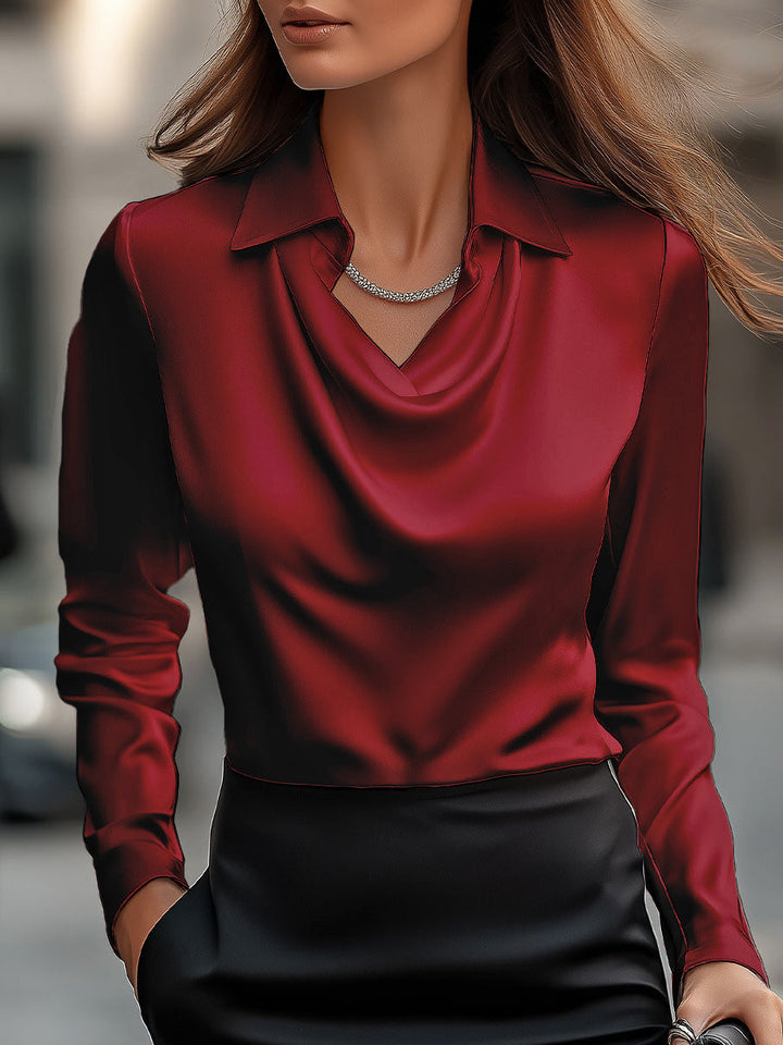 Dames Getailleerde Blouse – Met Draped Halslijn, Geschikt voor Werk en Dagelijks Gebruik
