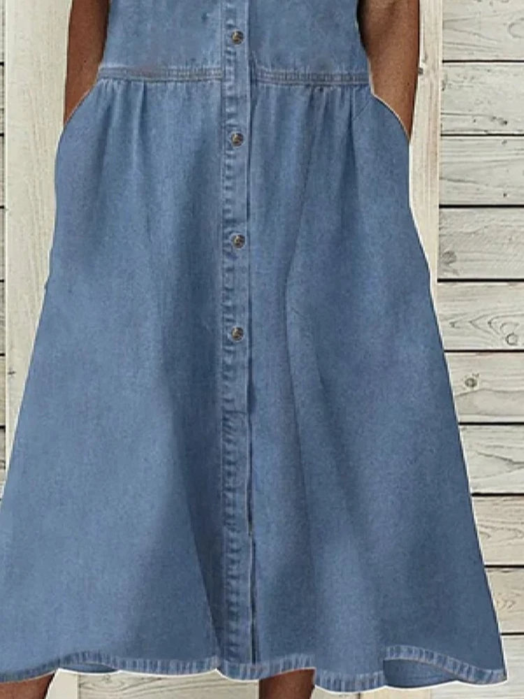 Denimlook jurk met Knoopsluiting