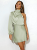 Elegante One-Shoulder Satin Mini Jurk
