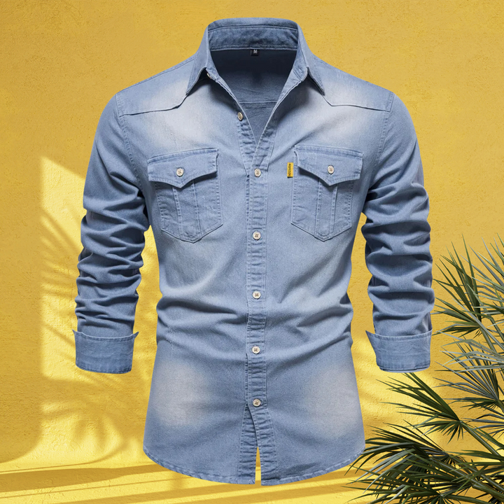 Slim Fit Denim Overhemd voor Heren