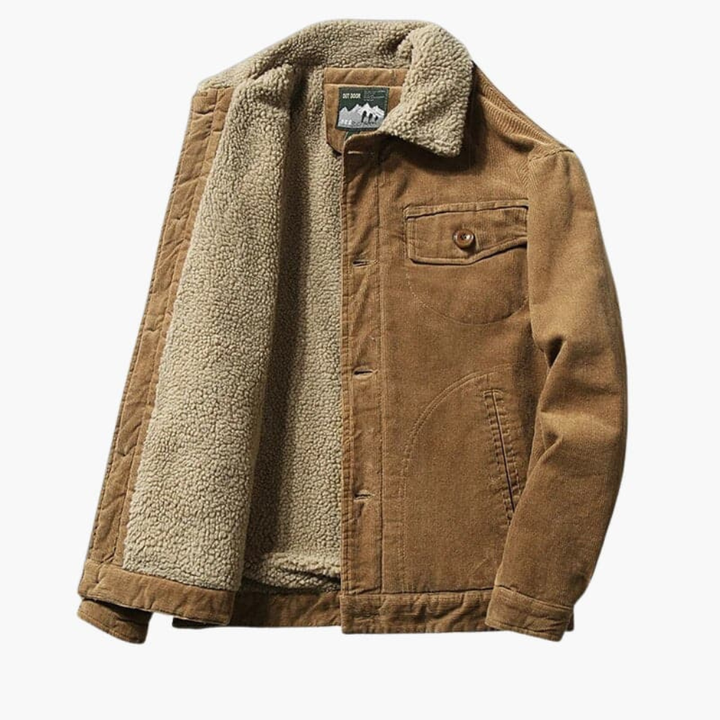 Heren Corduroy Jas met Sherpa Voering en Knopsluiting