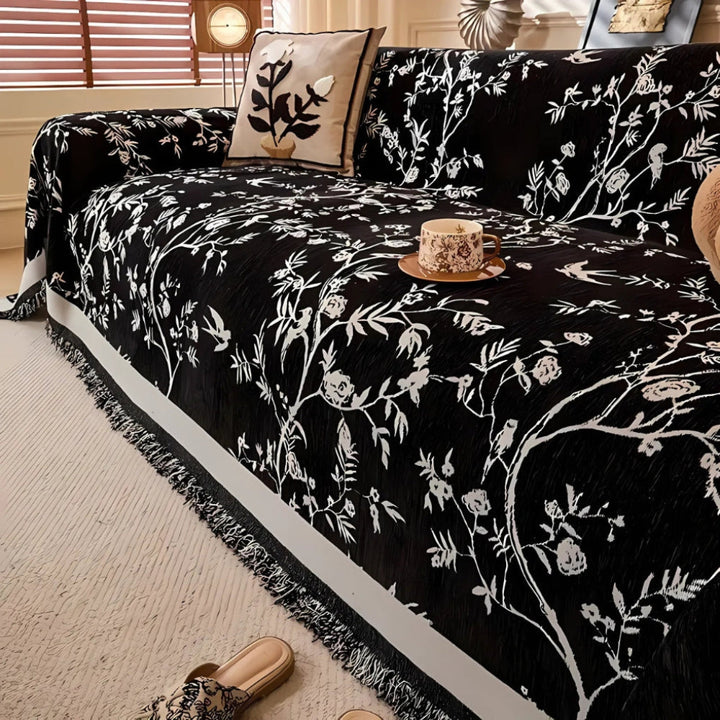 Elegante deken met bloemenpatroon en franjes