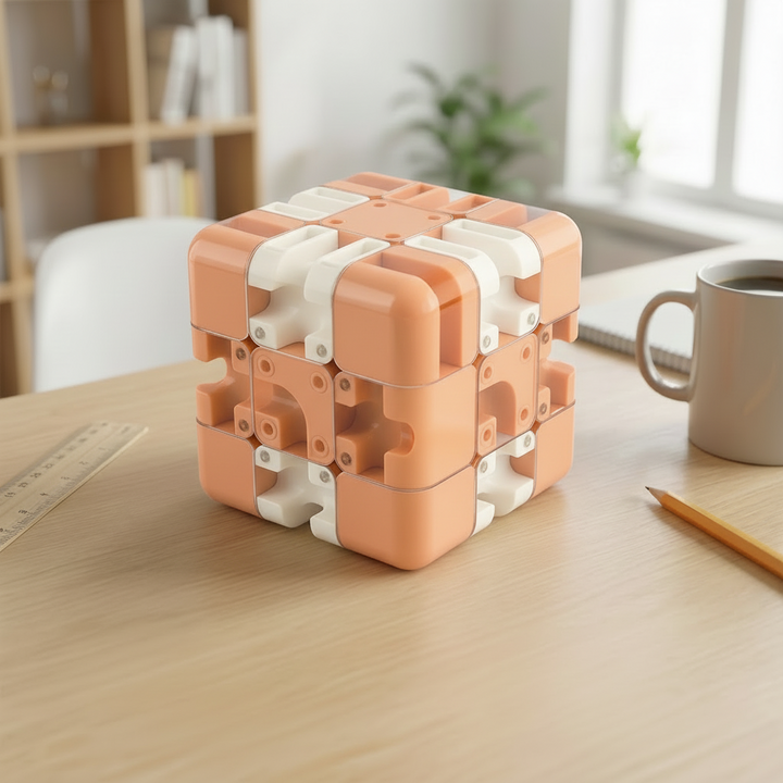 3D-doolhofpuzzelkubus breinbreker met metalen bal en meerlaagse labyrintpaden