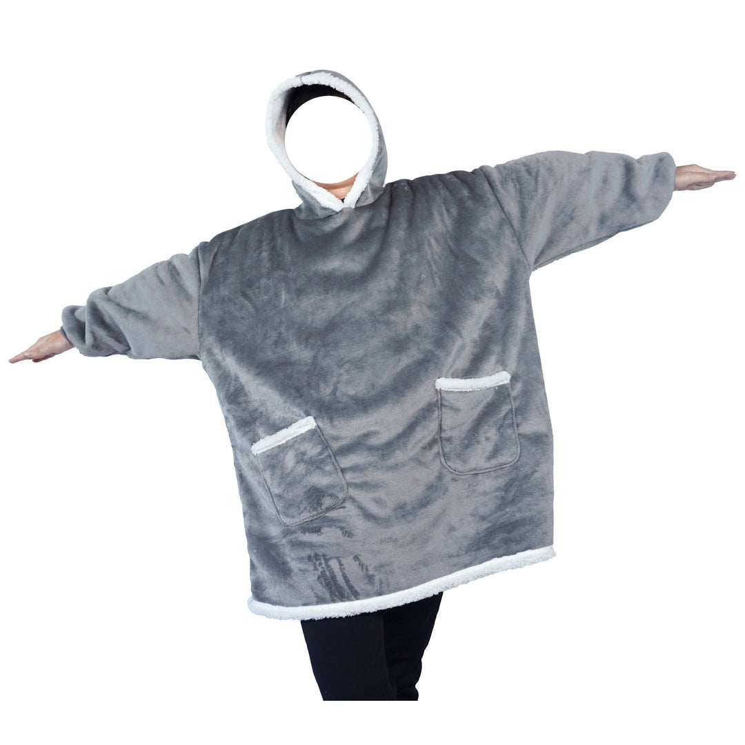 Deken hoodie van flanel met capuchon en zak – one size