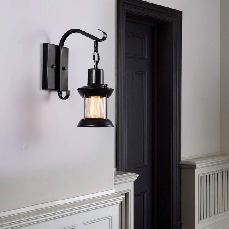 Silva Industriële Retro Wandlamp Zwart/Brons Binnen Metaal/Glas