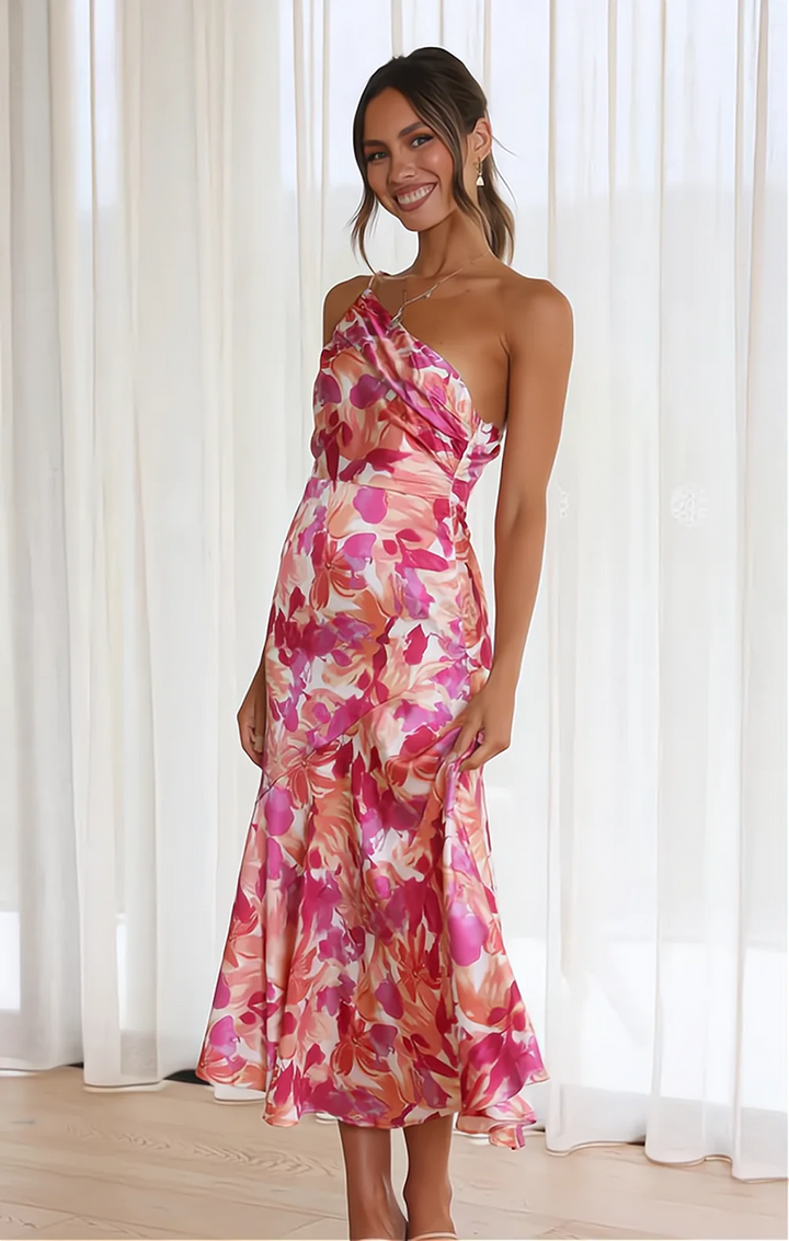 Aveline - Asymmetrische midi-jurk met bloemenprint