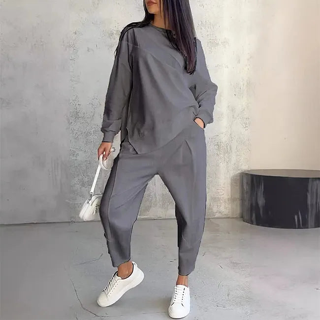 Tweedelige set: casual sweatshirt met lange mouwen en joggingbroek