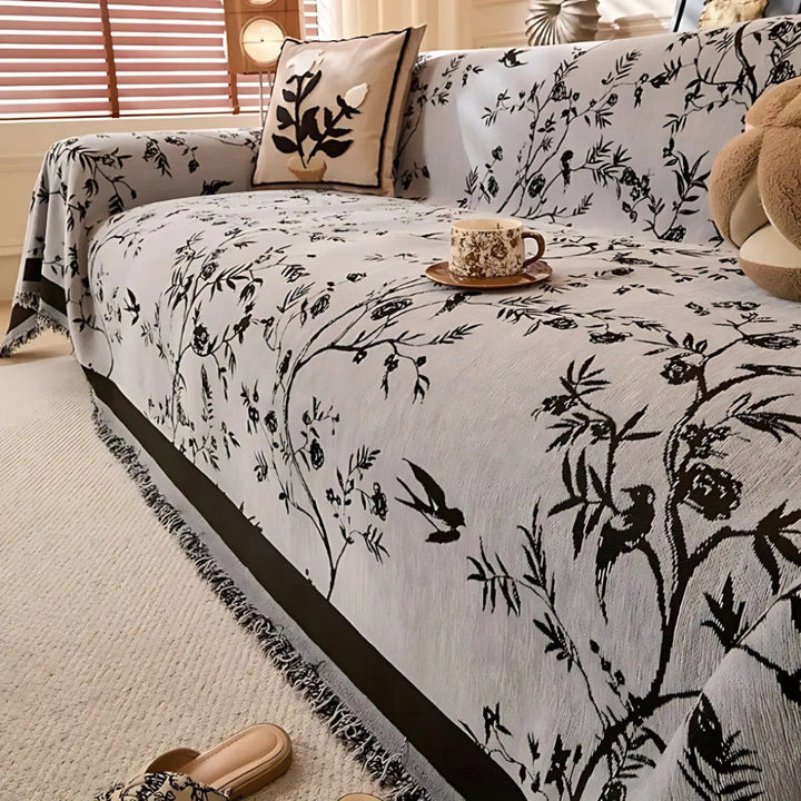 Elegante deken met bloemenpatroon en franjes
