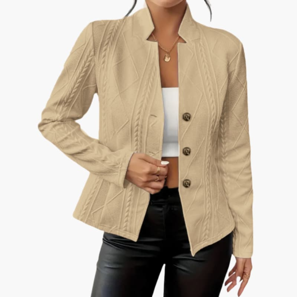 Dames Blazer met Reverskraag en Knopen Sluiting