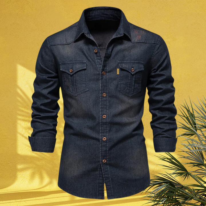 Slim Fit Denim Overhemd voor Heren