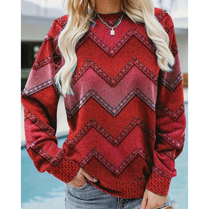 Geometrisch T-shirt met Denimlook voor Dames