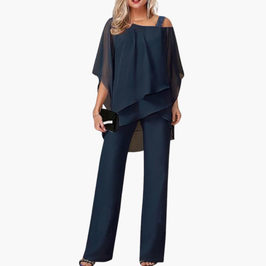 Dames Jumpsuit met Koude Schouder en Wijde Pijpen