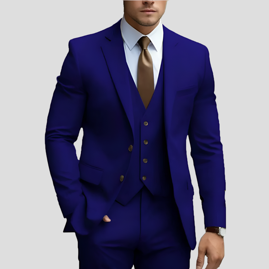 Elegant 3-delig beige slim fit herenpak (voorverkoop)