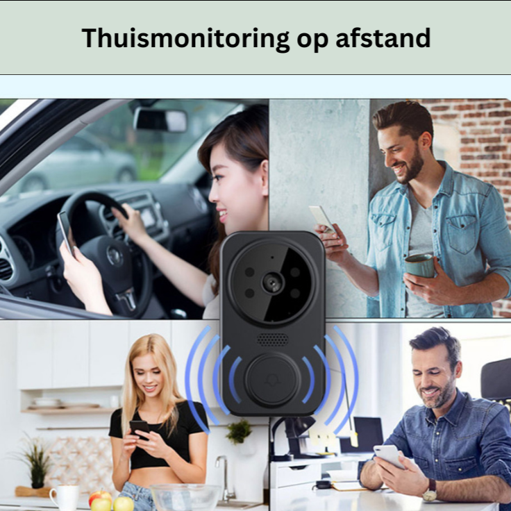 Slimme WiFi Deurbel met Camera & Alarm - Real-time Beveiliging en Videocommunicatie - Zwart