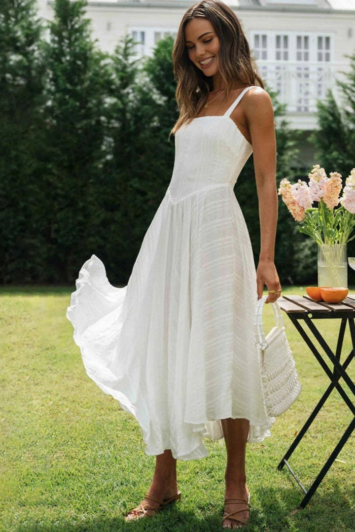 Lange halterjurk met kanten afwerking Dames - ideaal voor de lente en zomer!