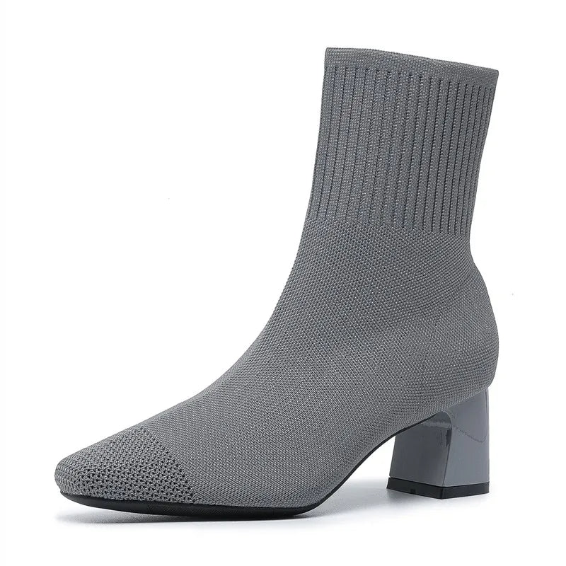 Modieuze gebreide soklaarzen met hak voor Dames