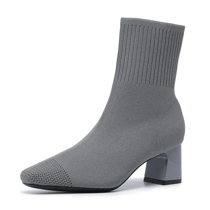 Modieuze gebreide soklaarzen met hak voor Dames