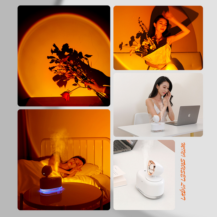 Sunset lamp met luchtbevochtiger, draadloos of via USB