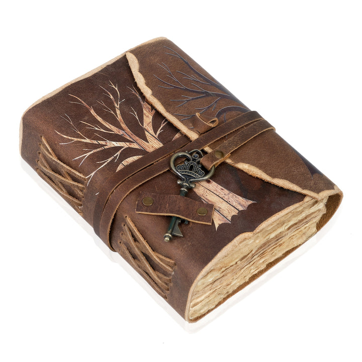 Vintage Handgemaakt Notitieboek met Leerlook en Slotsluiting – Voor Creatieve Geesten