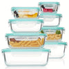 Set van 8 glazen voedselcontainers – Bento containers voor meal prep, luchtdicht, met lekvrije deksels, geschikt voor magnetron, oven, vriezer en vaatwasser, BPA-vrij