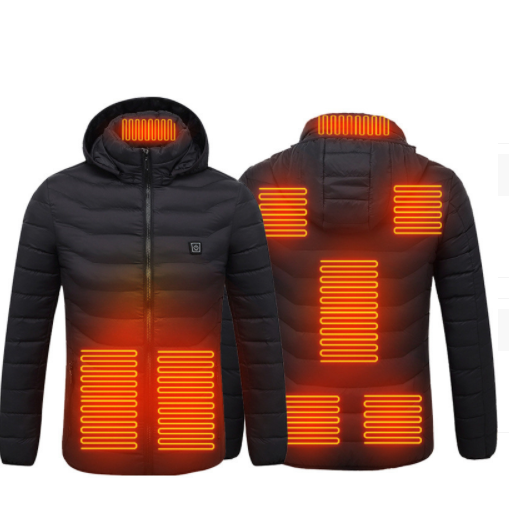 Verwarmde jas met 8 zones of verwarmd T-shirt, in 4 kleuren