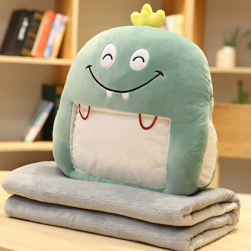 Knuffelkussen met handwarmer en dekentje, je telefoon blijft zichtbaar