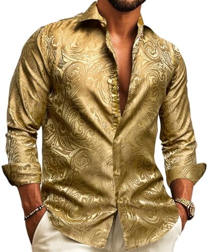 Herenoverhemd met paisley-jacquard – model met lange mouwen voor bruiloften en avondkleding