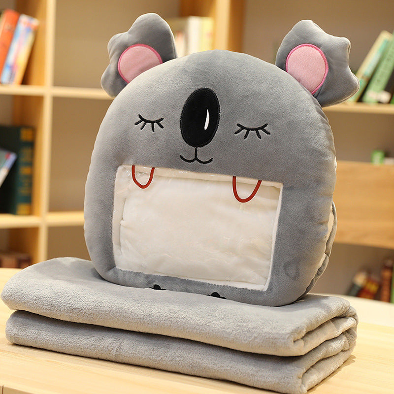 Knuffelkussen met handwarmer en dekentje, je telefoon blijft zichtbaar