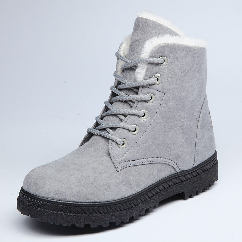Hoge snowboots voor dames met veters en warme wolvoering