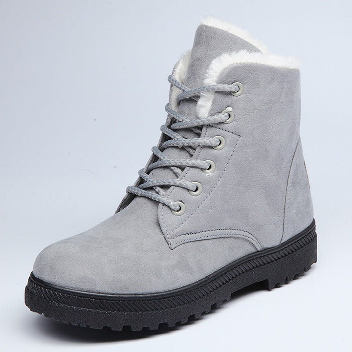 Hoge snowboots voor dames met veters en warme wolvoering