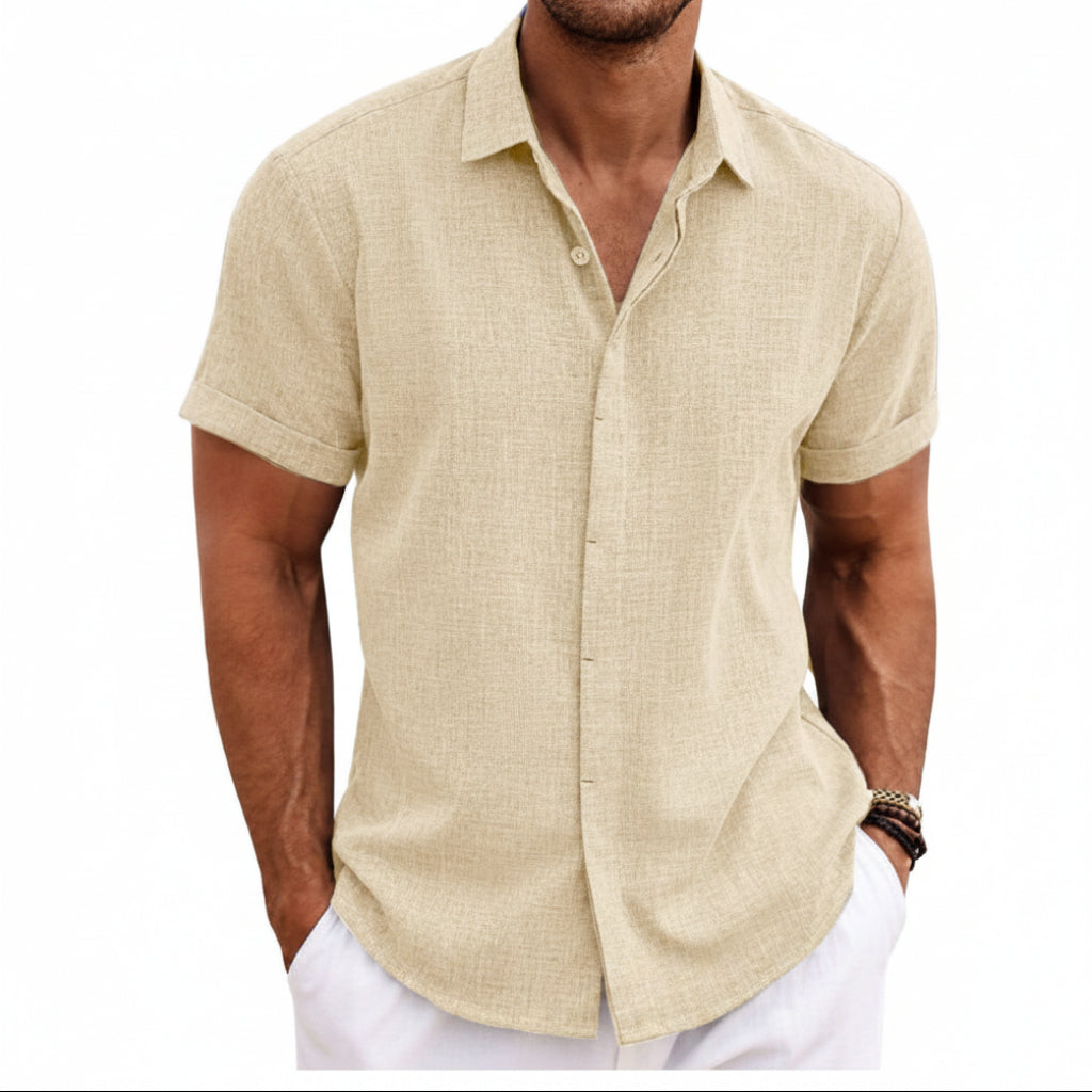 Men's Linen Short Sleeved T-shirt Loose Fitting