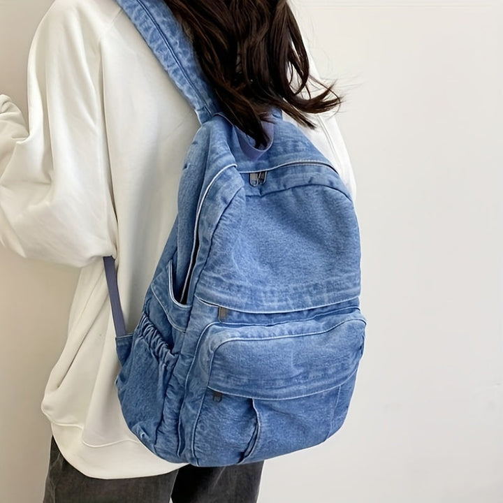 Casual Denim Rugzak – Trendy en Veelzijdige Reistas voor Mannen en Vrouwen